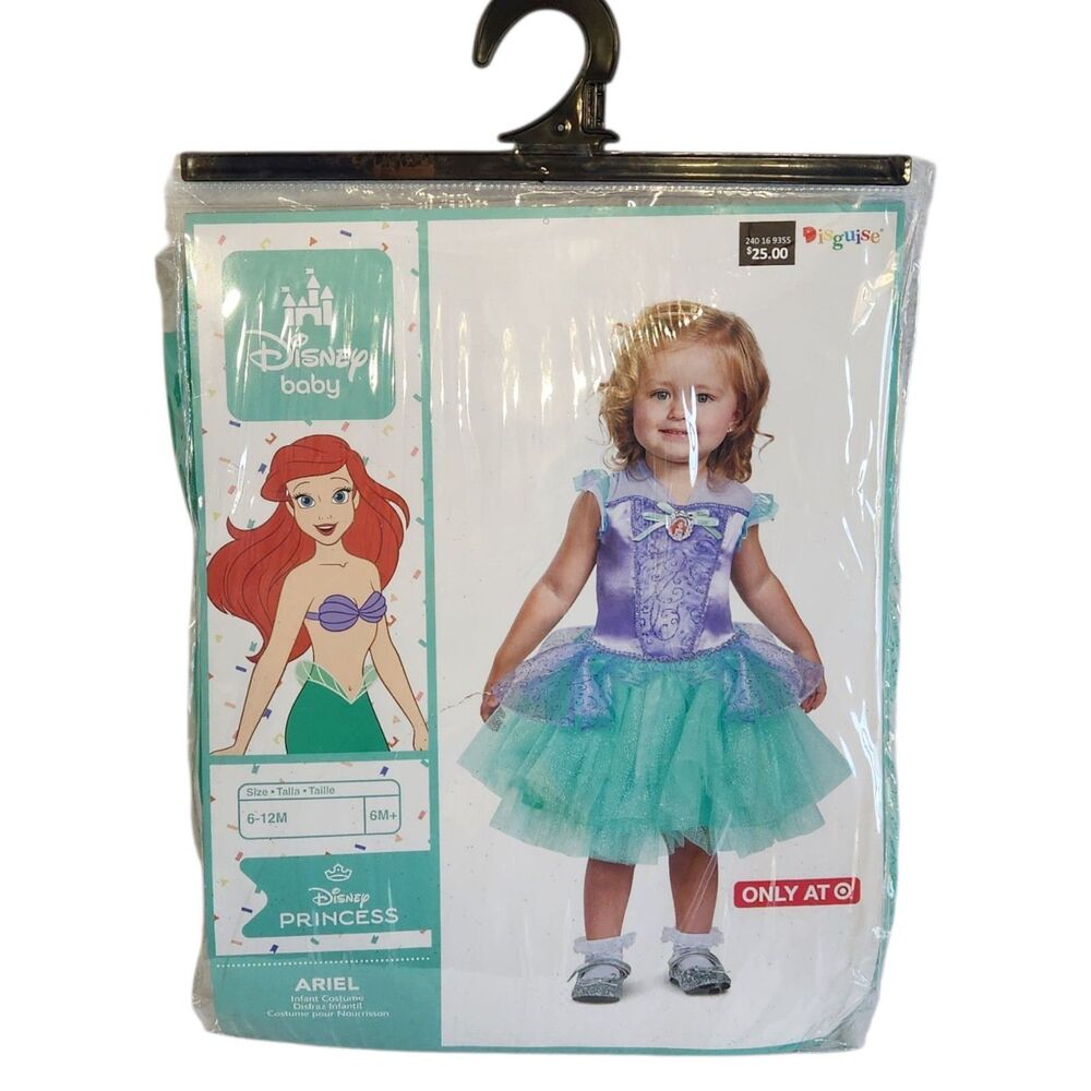 Disney Princess Ariel Infant Costume 6-12 Months Baby Halloween Tutu Dress NEW